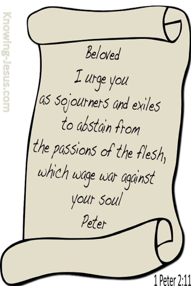 1 Peter 2:11 Abstain From Passions Of The Flesh (beige)